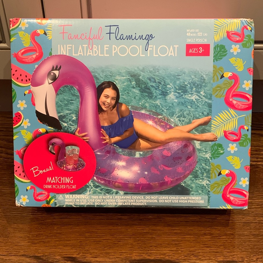 Flamingo Pool Float with Matching Drink Holder float